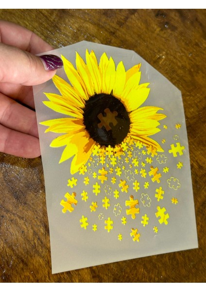 Ütü Ile Yapışan Ayçiçeği Transfer Baskı Arma Tişört Baskı 14X11 cm