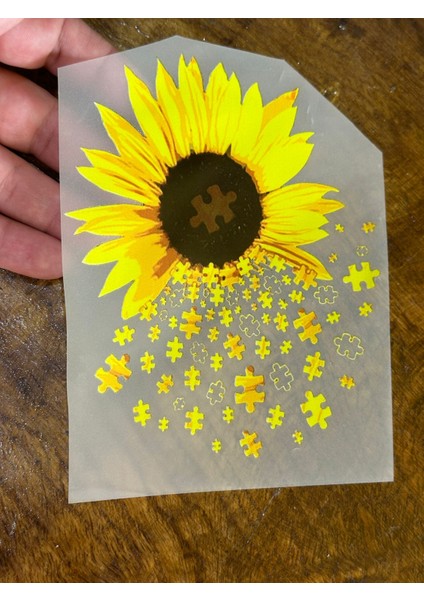 Ütü Ile Yapışan Ayçiçeği Transfer Baskı Arma Tişört Baskı 14X11 cm