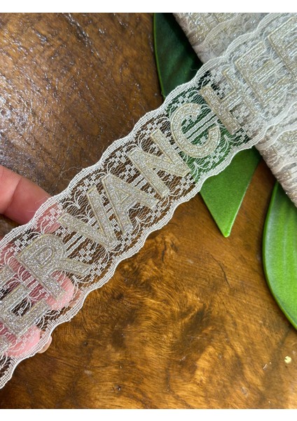 Tüllü Gümüş Yazılı Şerit Dikiş Giyim Aksesuarı En 3 cm (1 Metre ) modelleri
