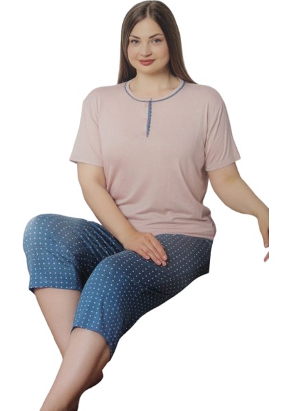 Büyük Beden Kapri Pijama Takımı Olivera DFN1396