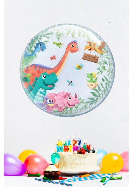 Dinazor Konsept Yuvarlak Folyo Balon Dinozor Doğum Günü Balonu 45CM fiyatları