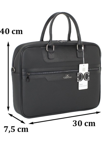 Case Club Unisex Deri Laptop Evrak Çantası 15,6 Inç Siyah