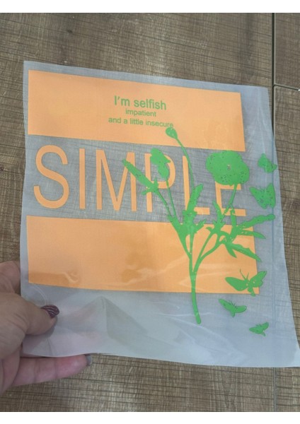 Simple Yazılı Ütü Ile Yapışan Çiçekli Transfe Baskı Tişört Baskı Arma 24X21 cm