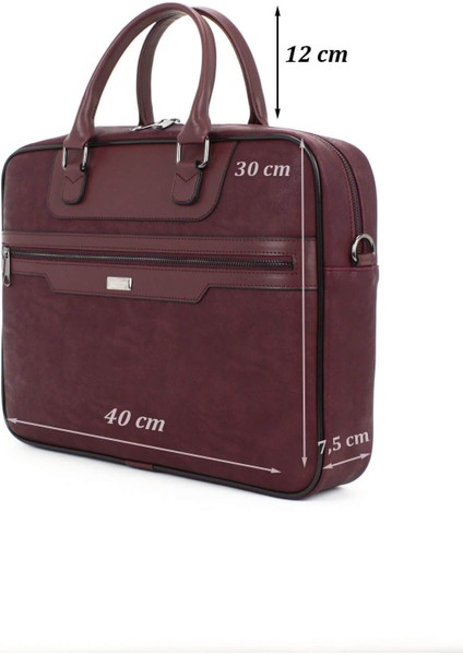 Case Club Unisex Deri Laptop Evrak Çantası 15,6 Inç Bordo