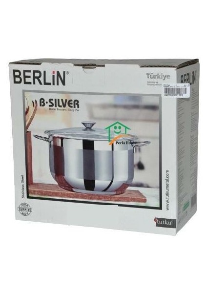 Tutku Berlin Silver 24X14 cm Derin Çelik Tencere