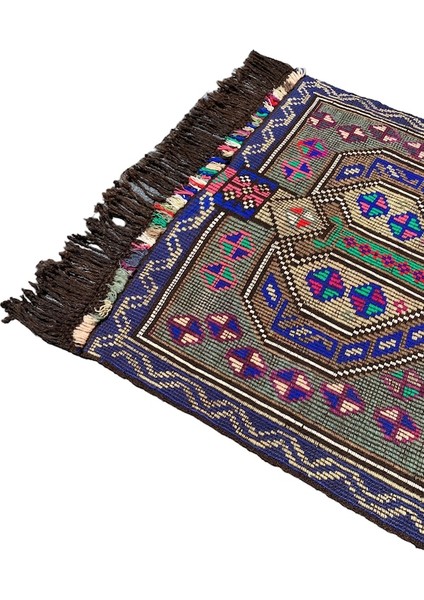 El Dokuma Sıfır Mut Kilimi 105X130 Renkli Kök Boya Kilim