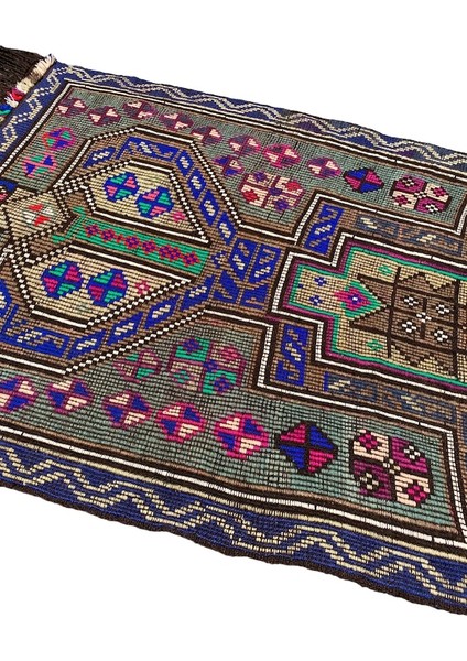 El Dokuma Sıfır Mut Kilimi 105X130 Renkli Kök Boya Kilim