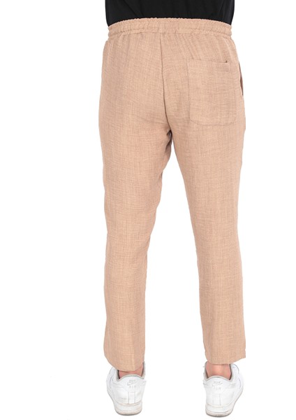Ince Yazlık Erkek Yüksek Bel Rahat Salaş Pamuklu Slouchy Fit Basic Beli Lastikli Bilek Boy Pantolon modelleri