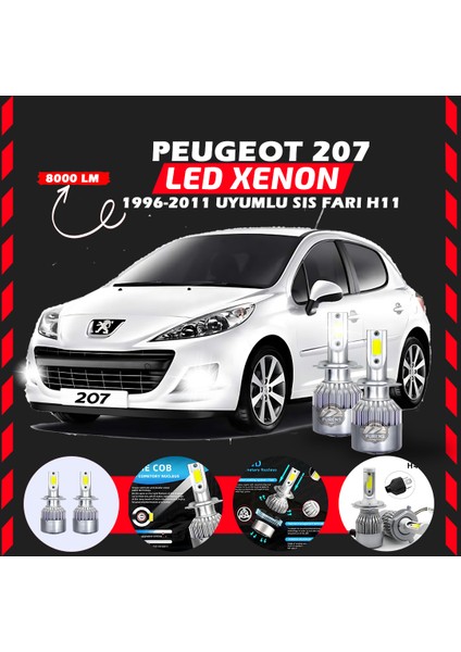 Peugeot 207 1996-2011 Sis Farı Uyumlu Şimşek Etkili LED Xenon Performance Series H11