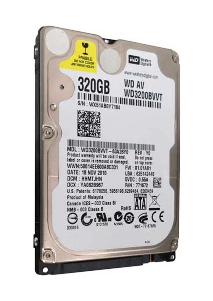 320 GB 2,5' 7/24 Laptop Güvenlik Harddiski