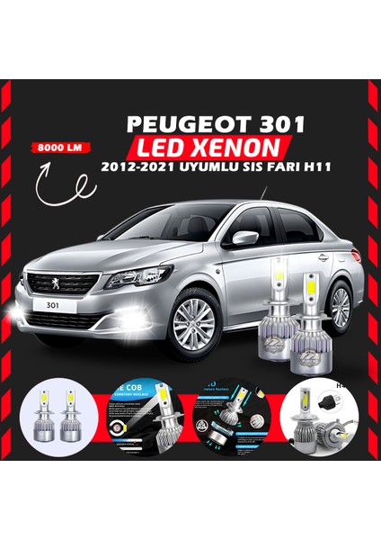 Peugeot 301 2012-2021 Sis Farı Uyumlu Şimşek Etkili LED Xenon Performance Series H11