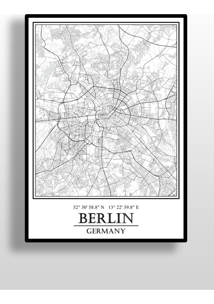 Berlin Şehir Haritası Çerçevesiz Poster-Harita Sanatı, Map Art Design fiyatları