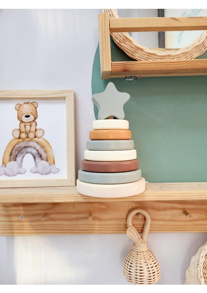 Yıldız Halka Kule Ahşap Oyuncak Dekor Montessori Oyuncak Eğitici Oyuncak fiyatları