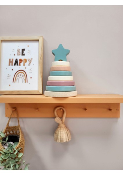 Yıldız Halka Kule Ahşap Oyuncak Dekor Montessori Oyuncak Eğitici Oyuncak