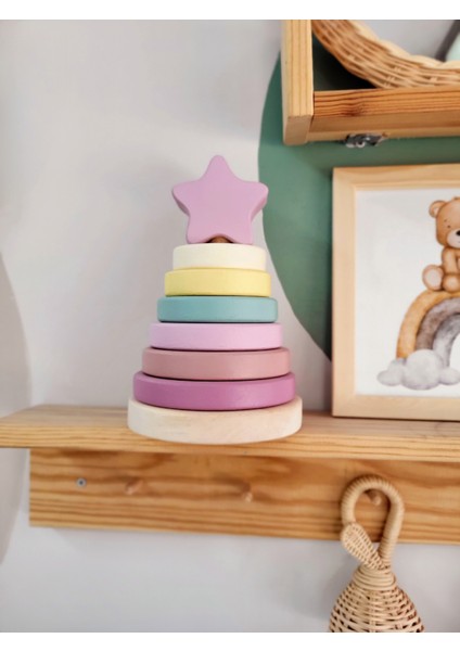 Yıldız Halka Kule Ahşap Oyuncak Dekor Montessori Oyuncak Eğitici Oyuncak fırsatları