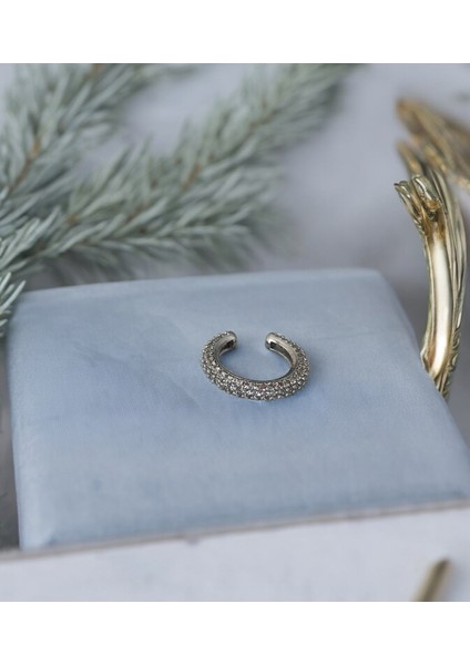 Kıkırdak Küpe Zirkon Taşlı Çelik Premium Tamtur Earcuff Gri fiyatları