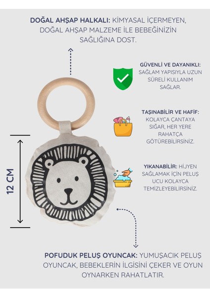 Ahşap Halkalı Bebek Diş Kaşıyıcı Peluşlu Diş Kaşıma Oyuncağı fiyatları
