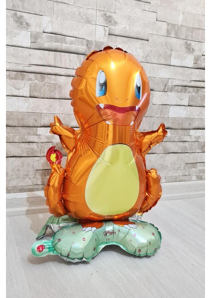 Ayaklı Charmander Folyo Balon Kendi Dik Durabilen Charmander Balon Pokemon Konsept