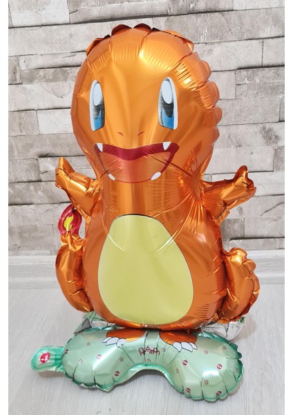Ayaklı Charmander Folyo Balon Kendi Dik Durabilen Charmander Balon Pokemon Konsept