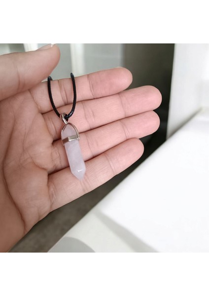 Pembe Kuvars Taşı Doğal Taş Kolye Değerli Taş Kolye Çivi Kesim Kolye Hediyelik Eşya Sevgili Kolye Sevgiliye Özel Hediye fırsatları