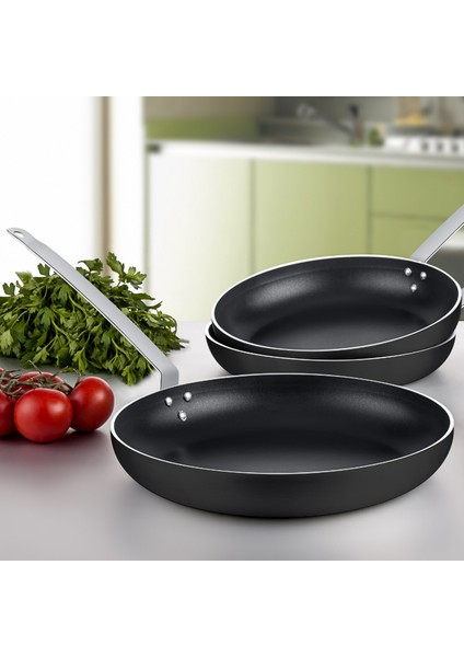 24 cm Gust Dark Maksi Tava, Horeca Non-Stick Kızartma Tavası (Lama Kulp)