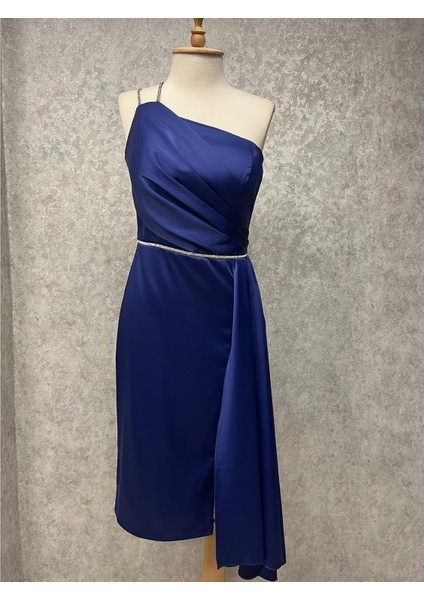 24Y1470 Elbise Abiye Saten Tek Omuz 24Y1470 Lacı 38