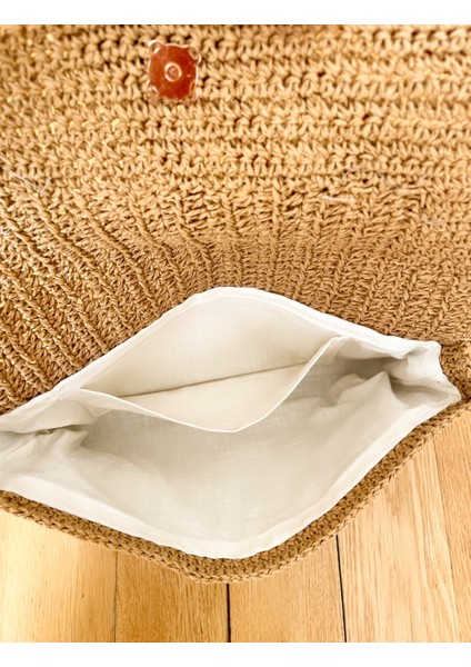 * Hasır El Yapımı Astarlı Clutch Çanta, Hasır Kağıt Ip Örgü Portföy Çanta, Plaj Çantası, Handmade