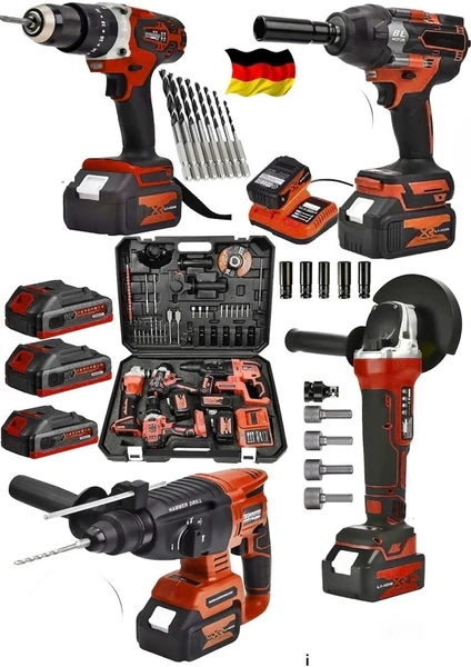 4'lü Set 2-26 Şarjlı Hilti-Şarjlı TAŞLAMA-13MM Şarjlı Darbeli Matkap-Şarjlı Somun Sıkma Makina Uçlar