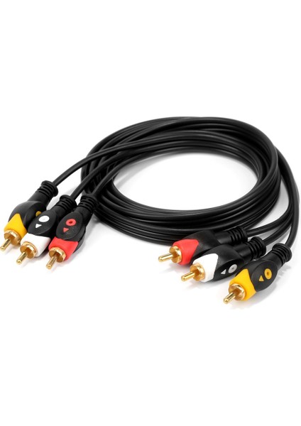 3rca Erkek 3 Rca Erkek Kompozit Ses Video Av Kablosu - 10 Metre