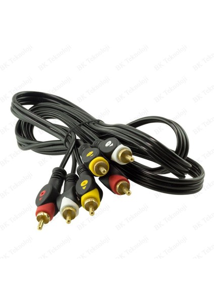 3rca Erkek 3 Rca Erkek Kompozit Ses Video Av Kablosu - 10 Metre