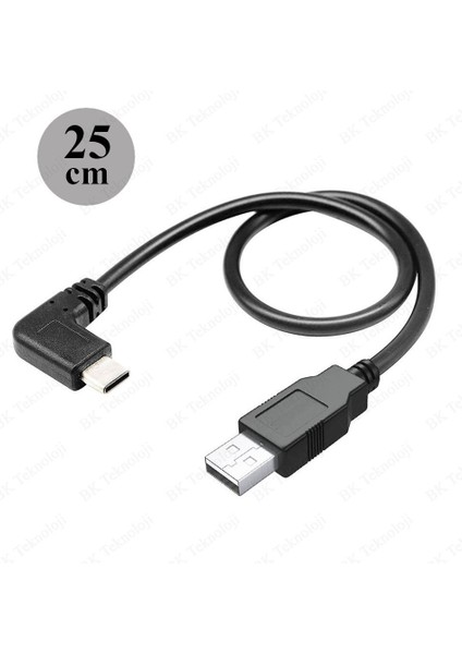 USB Erkek To 90 Derece Sağ/sol Açılı Type-C Erkek Data Şarj Kablosu 25CM fiyatları
