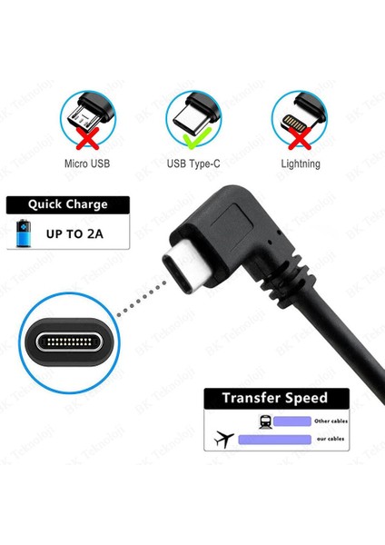 USB Erkek To 90 Derece Sağ/sol Açılı Type-C Erkek Data Şarj Kablosu 25CM fırsatları