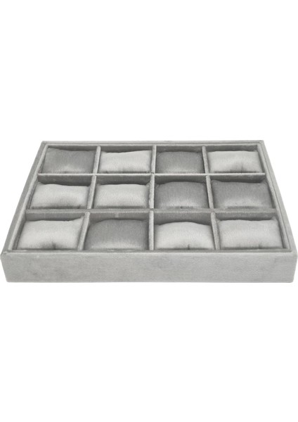 Süet Kumaş Füme Renk 34X24 cm Yastıklı Çekmece Içi Saat ve Takı Kutusu