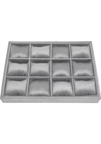 Süet Kumaş Füme Renk 34X24 cm Yastıklı Çekmece Içi Saat ve Takı Kutusu