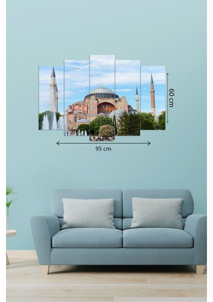 Dijital Baskılı Ayasofya Motifli 5 Parçalı Mdf Ahşap Tablo, T-1336