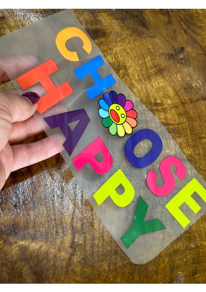 Ütü Ile Yapışan Renkli Happy Yazılı Tişört Transfer Baskı Arma 22X10 cm modelleri
