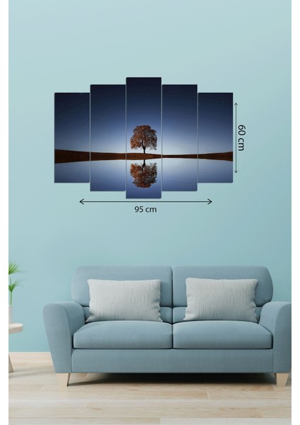 Dijital Baskılı Deniz Ağaç Motifli 5 Parçalı Mdf Ahşap Tablo, T-906