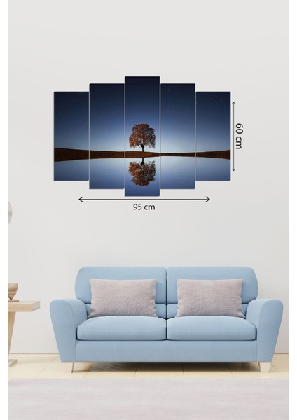 Dijital Baskılı Deniz Ağaç Motifli 5 Parçalı Mdf Ahşap Tablo, T-906