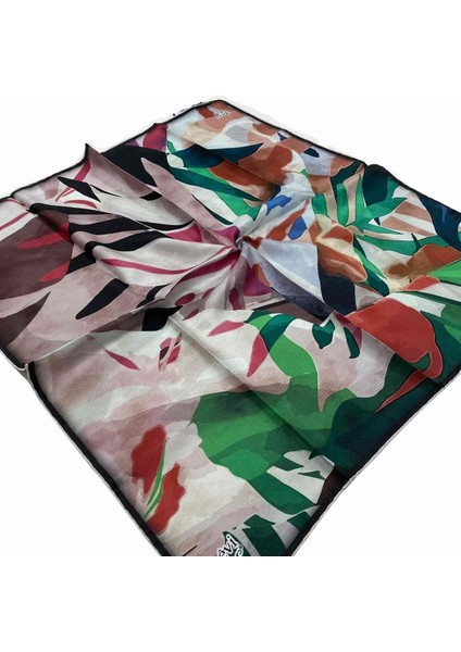 Yeşil Desenli Tivil Ipek Eşarp 21130