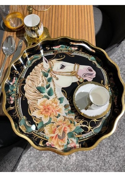 Royking Horse 2 Li Yuvarlak Tepsi 39X4-34X4 cm Fx 013 modelleri