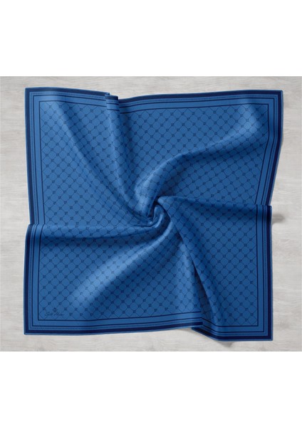 Mavi Desenli Tivil Ipek Eşarp 11393-08