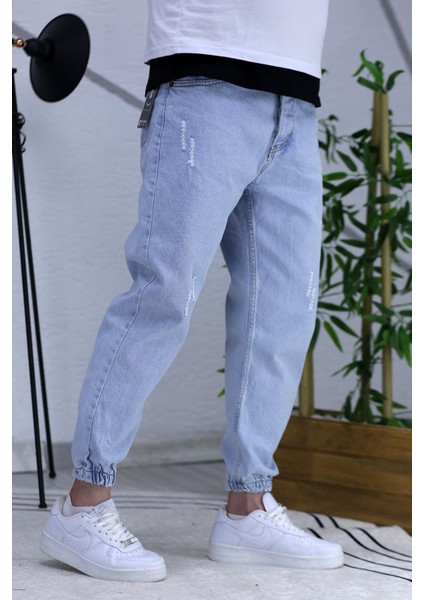 Erkek Paçası Lastikli Tırnaklı Boyfiren Kot Pnt. 646