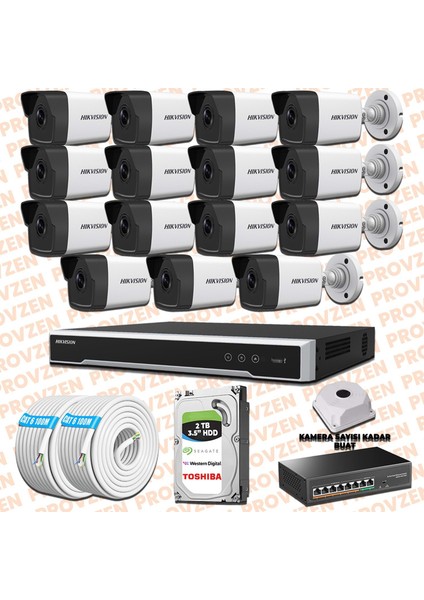 Hıkvısıon 15 Kameralı Ip Kamera Seti 4mp 1440P Mikrofonlu