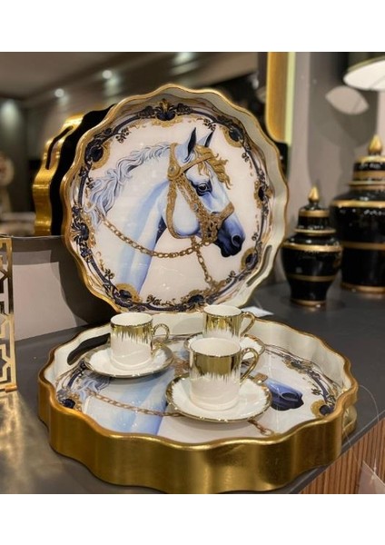 Royking Horse 2 Li Yuvarlak Tepsi 39X4-34X4 cm Fx 021 modelleri