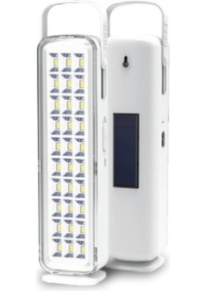 30 Ledli Solar Işıldak, 6500 Kelvin Beyaz Işık, Şarj Edilebilir 2000mAh Batarya, Taşınabilir ve Asılabilir Kampçı Lambası - 206489