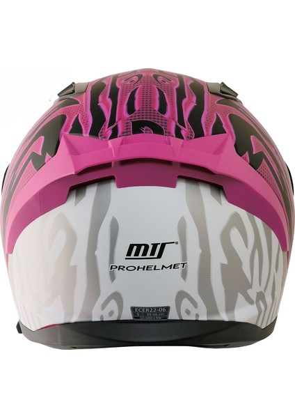 Motosiklet Kadın Kaskı Ece 22.R06 Sertifikalı Double Vizör Fiber Motor Kask Full Face Leopar Pink