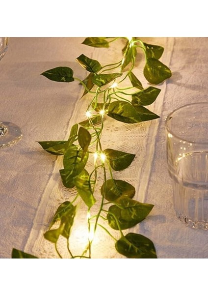 Dekoratif Yeşil Yapraklı Yapay 230CM Sarmaşık ve 3mt Peri LED Gün Işığı