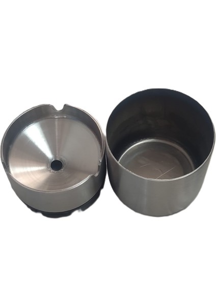 Paslanmaz Çelik Kokusuz Mini Küllük 9cm (Oto-Balkon-Bahçe) - Stainless Steel Ashtray