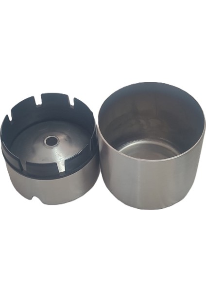 Paslanmaz Çelik Kokusuz Mini Küllük 9cm (Oto-Balkon-Bahçe) - Stainless Steel Ashtray