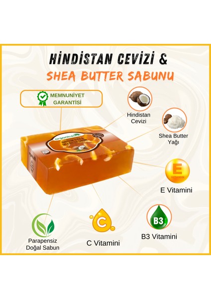 Doğal Hindistan Cevizi & Shea Butter Sabunu 140 gr Tüm Cilt Tipleri Için Besleyici ve Onarıcı Etkili